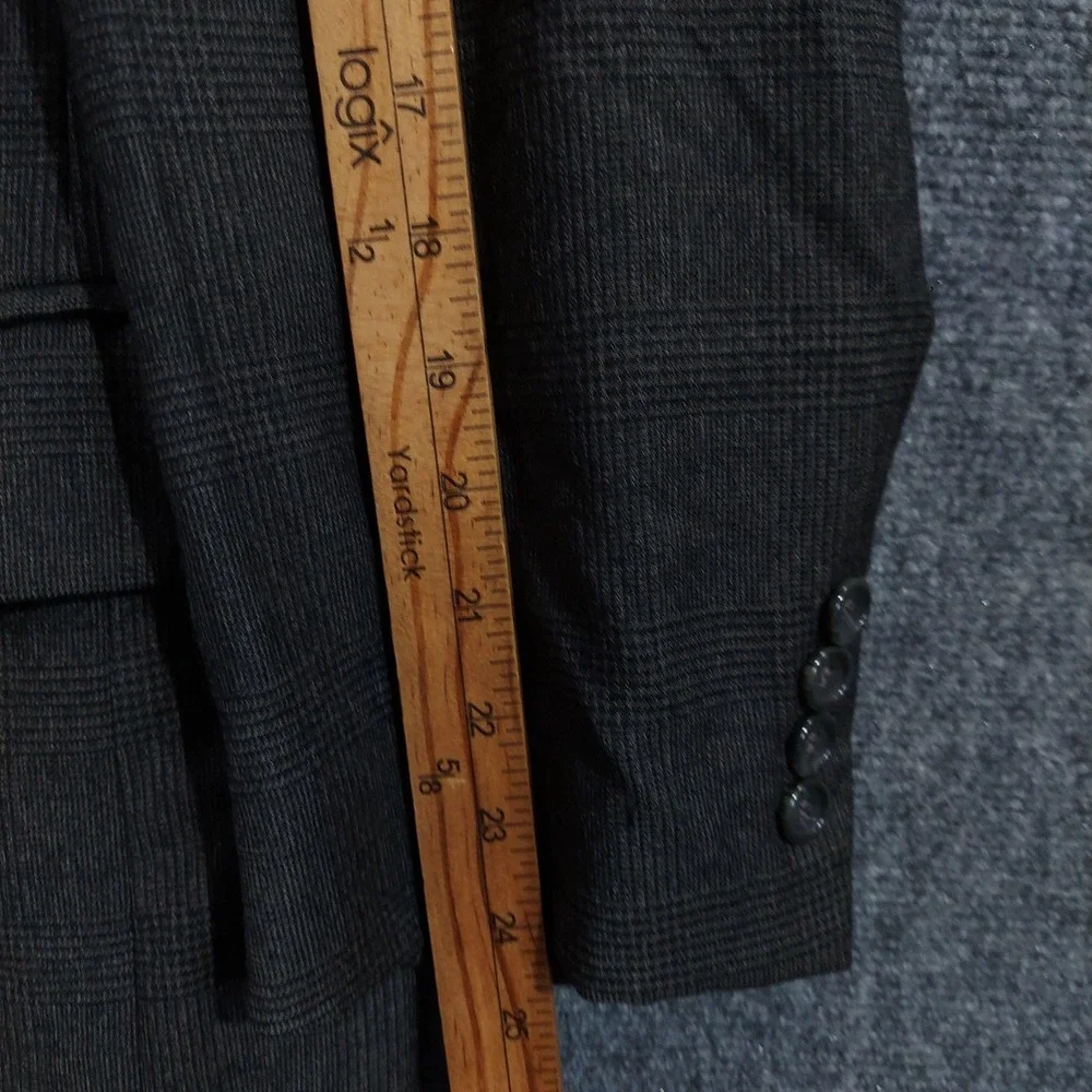 Jos. A. Bank Blazer Sport Coat Mens 46R Grey Glen Plaid Formal Suit Jacket
